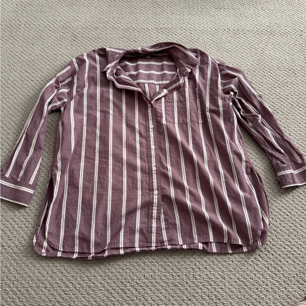 Madewell Striped Purple Button-Up Shirt